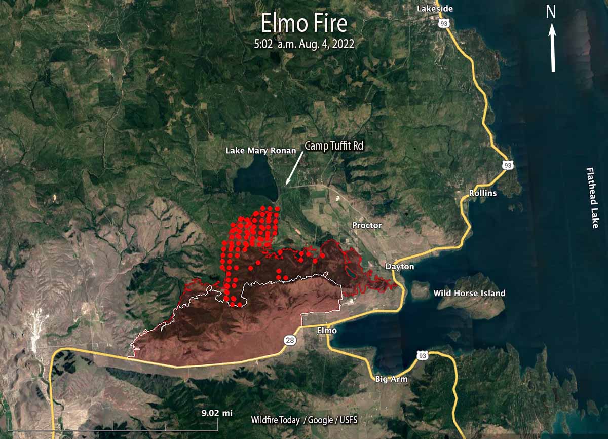 Elmo Fire map 5:02 a.m. Aug. 4, 2022