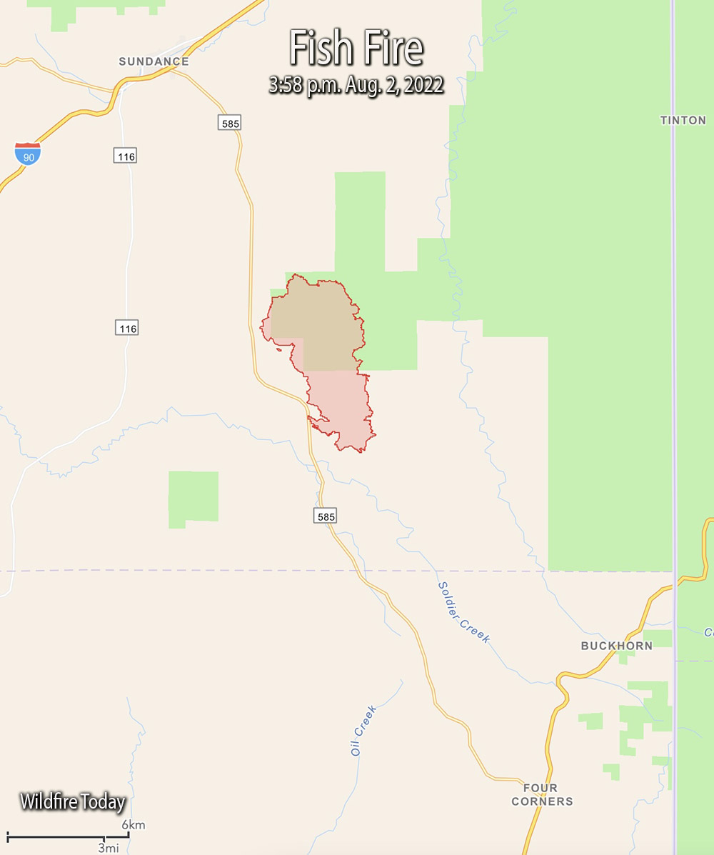 Fish Fire map, 3:58 p.m. Aug 2, 2022.