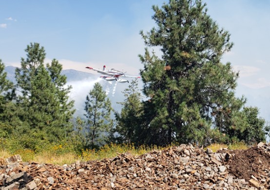 single engine air tanker drops on the Moyie Fire
