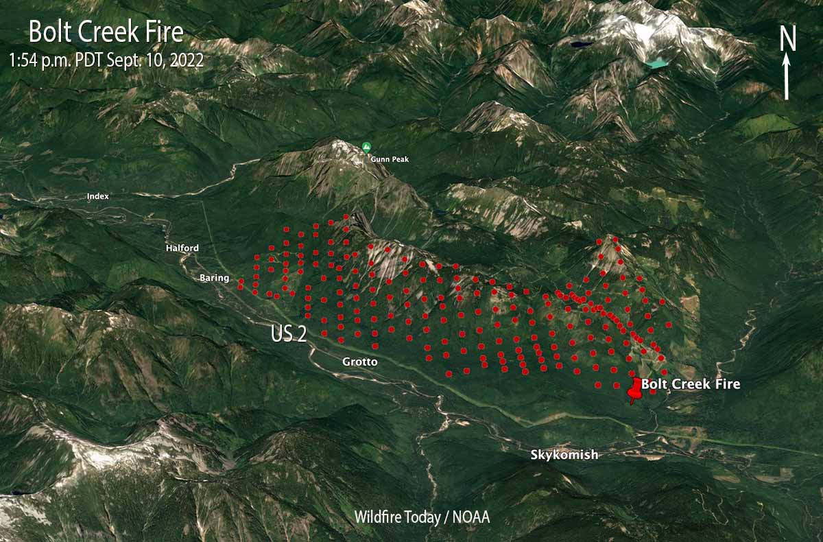 Bolt Creek Fire near Skykomish, Washington at 1:54 p.m. PDT September 10, 2022