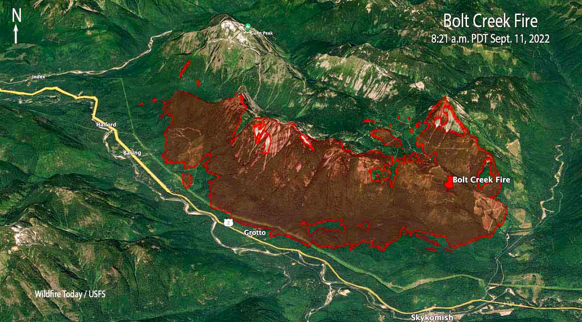 Bolt Creek Fire map at 8:21 pm Sept. 10, 2022