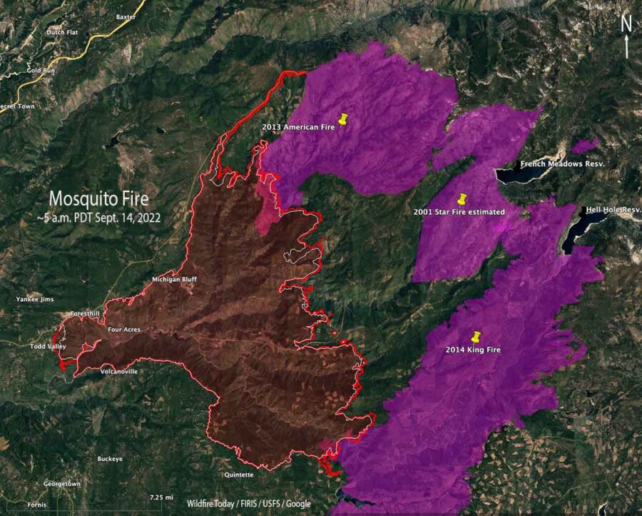 Mosquito Fire Map At About 5 Am Sept 14 2022 Wildfire Today 9329