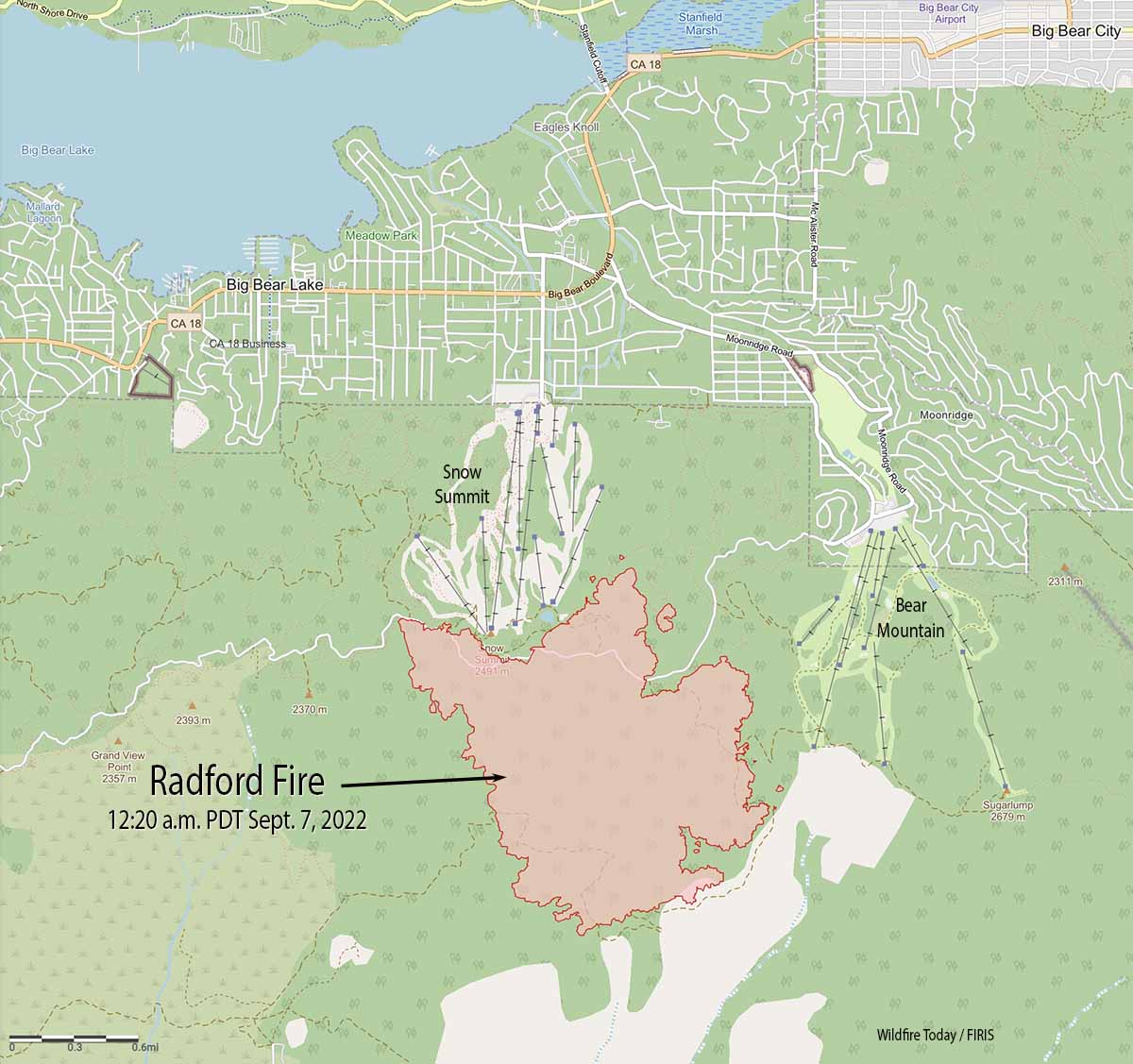 Radford Fire Map 12:20 a.m. Sept. 7, 2022