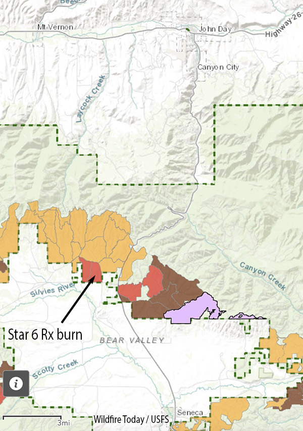Map, location of Star 6 escaped prescribed fire