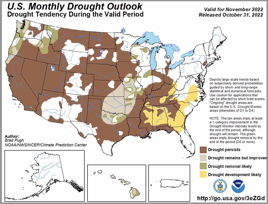 Drought Outlook, Oct. 31, 2022