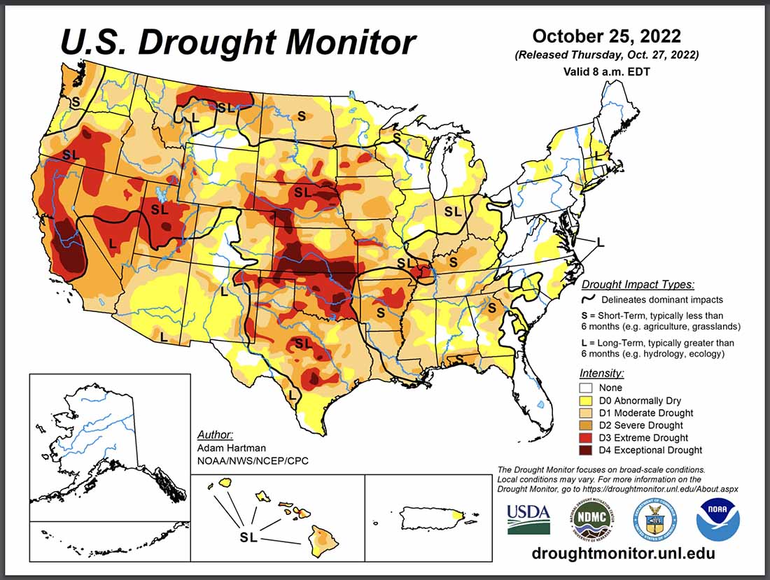 Drought monitor, Oct. 25, 2022