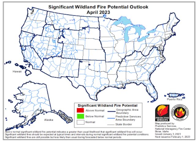 Significant Wildland Fire Potential - April 2023.