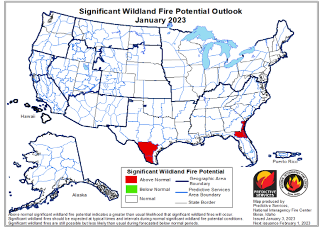 Significant Wildland Fire Potential - Jan 2023.