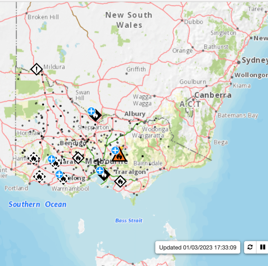 Melbourne fires map