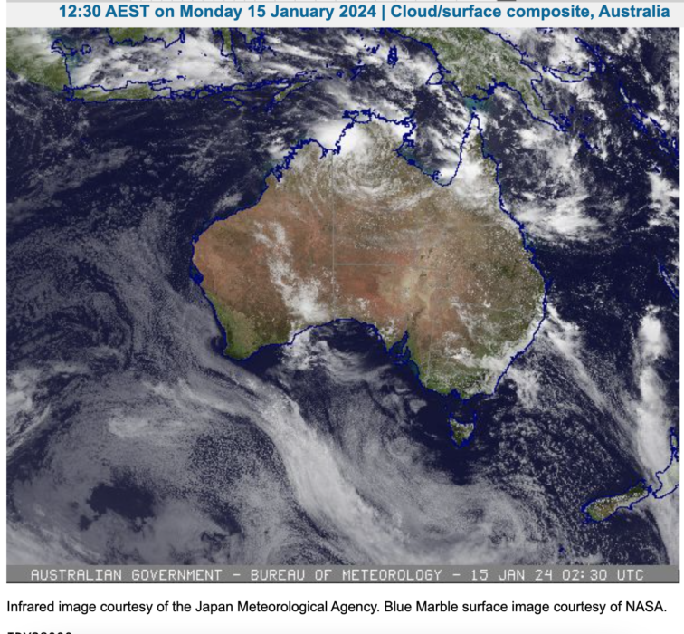 Інфрачервоне зображення, Австралія, 15 січня 2024 р